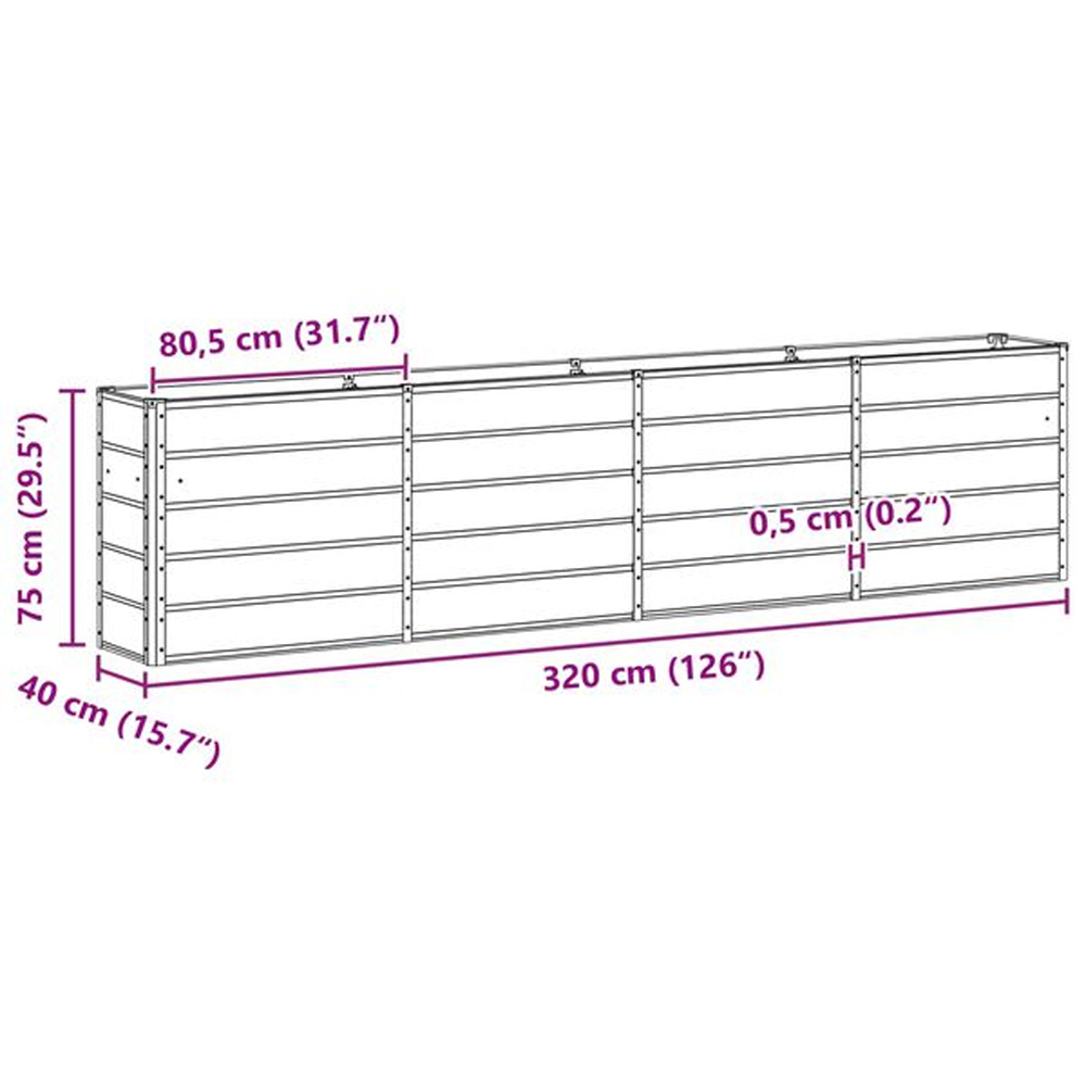 Modenza 320 x 75cm Garden Steel Planter In Anthracite
