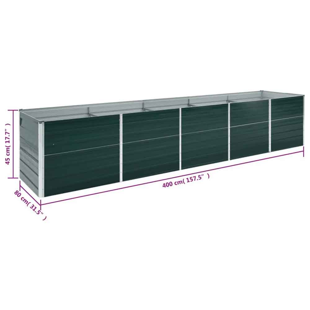 Modenza 400 x 80 x 45cm Garden Galvanised Steel Planter in Green