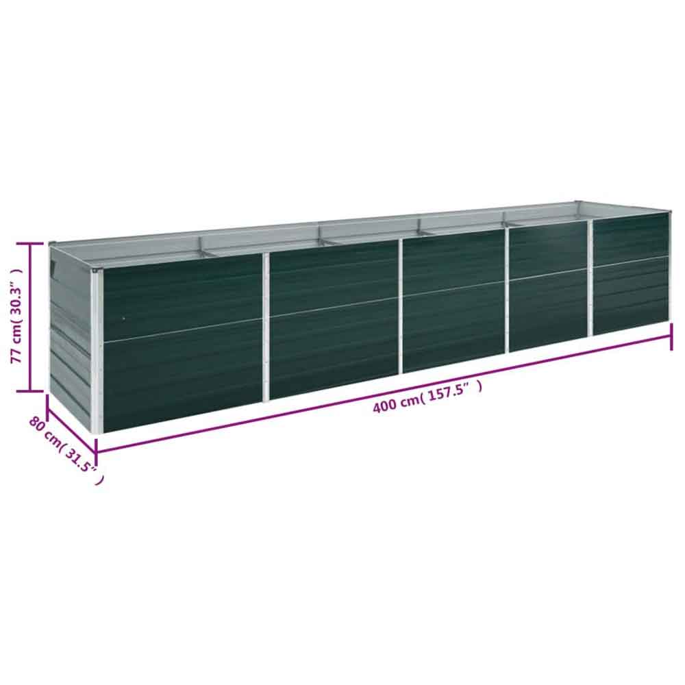 Modenza 400 x 80 x 77cm Garden Galvanised Steel Planter in Green
