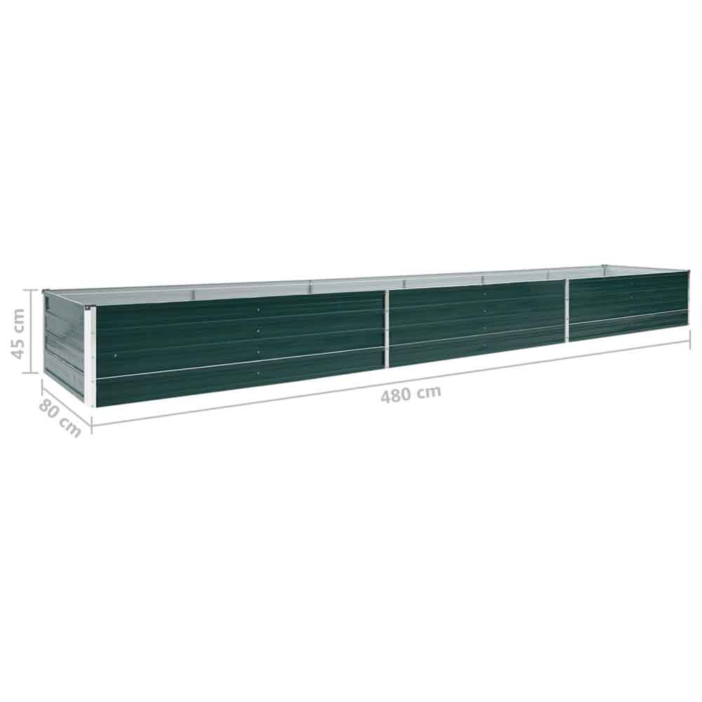 Modenza 480 x 80 x 45cm Garden Galvanised Steel Planter in Green