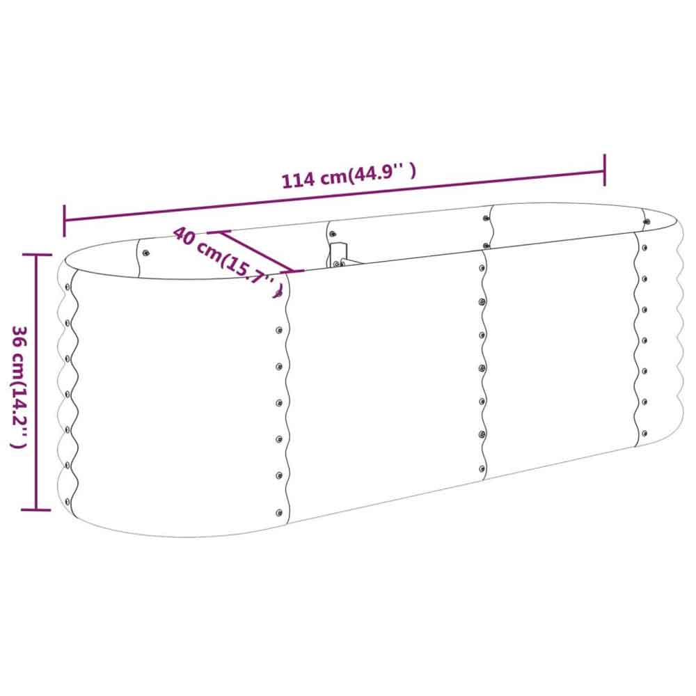 Modenza Oval 114 x 40 x 36cm Garden Galvanised Steel Planter in Green