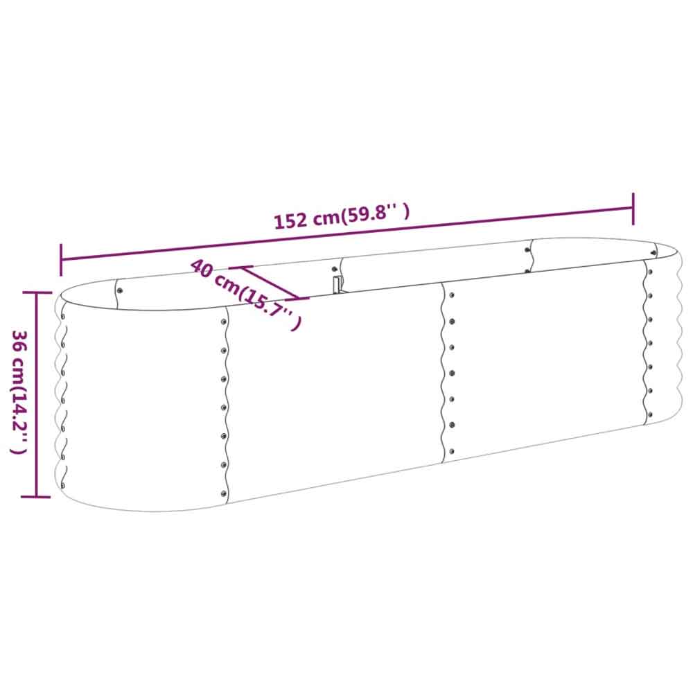 Modenza Oval 152 x 40 x 36cm Garden Galvanised Steel Planter in Silver