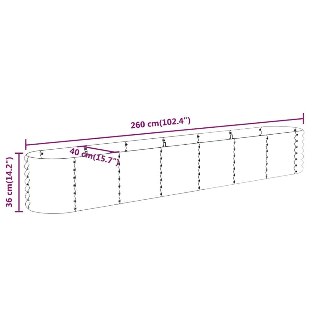 Modenza Oval 260 x 40 x 36cm Garden Galvanised Steel Planter in Green