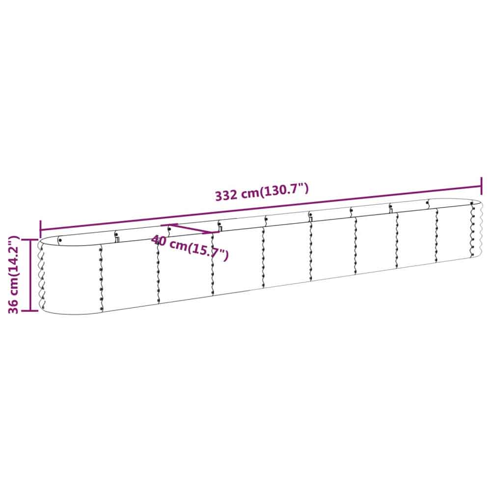 Modenza Oval 332 x 40 x 36cm Garden Galvanised Steel Planter in Silver