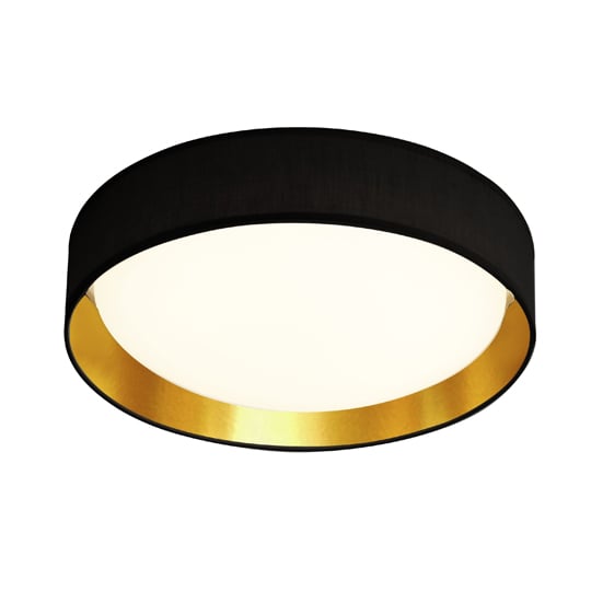 Modern 1 Light LED Flush Ceiling Light In Black And Gold