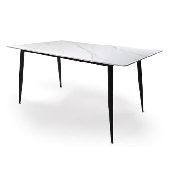 Modico Ceramic Dining Table 1.6m In White Marble Effect