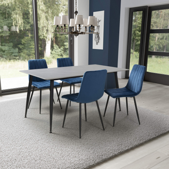 Read more about Modico large grey ceramic dining table with 4 leuven blue chairs