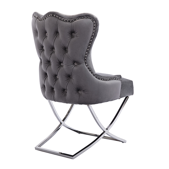Moelfre Dark Grey Velvet Fabric Dining Chairs In Pair_4