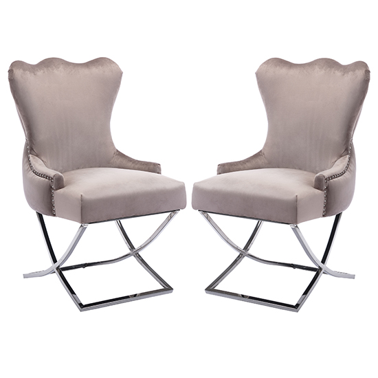 Moelfre Mink Velvet Fabric Dining Chairs In Pair_1