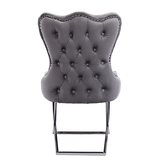 Moelfre Velvet Fabric Dining Chair In Dark Grey_4