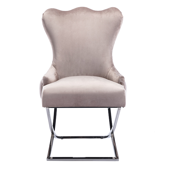 Moelfre Velvet Fabric Dining Chair In Mink_2