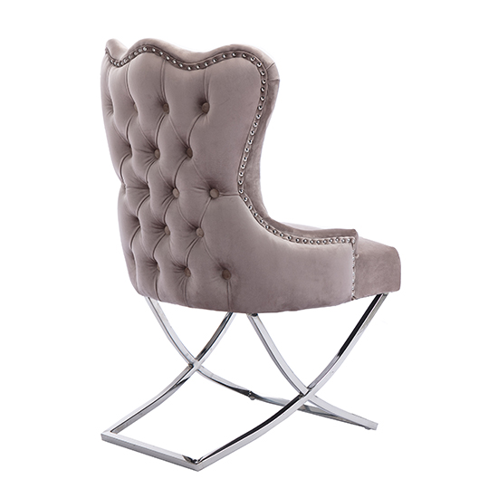 Moelfre Velvet Fabric Dining Chair In Mink_4