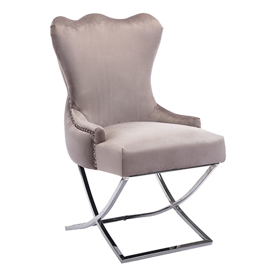 Moelfre Velvet Fabric Dining Chair In Mink