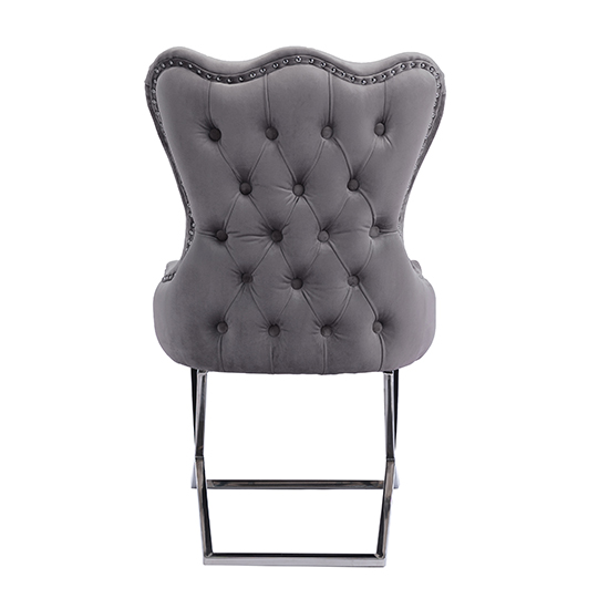Moelfre Velvet Fabric Dining Chair In Silver Grey_5