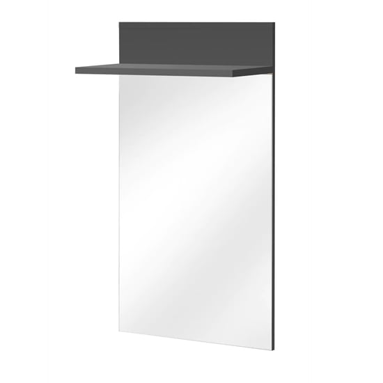 Read more about Moena wooden wall mirror with shelf in anthracite
