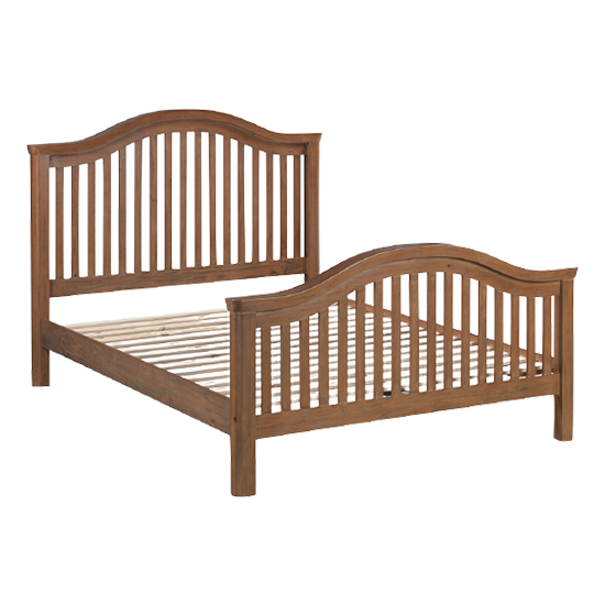 Mohave Wooden Curved Top Double Bed In Dark Pine_2