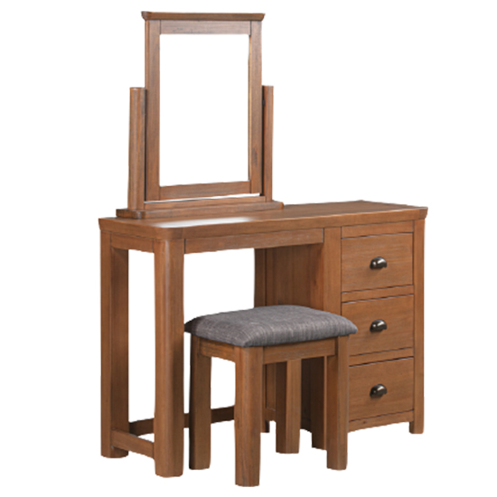 Read more about Mohave wooden dressing table and stool in dark pine