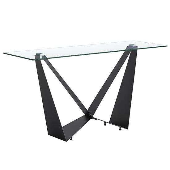 Moira Clear Glass Console Table With Dark Grey Steel Base_2
