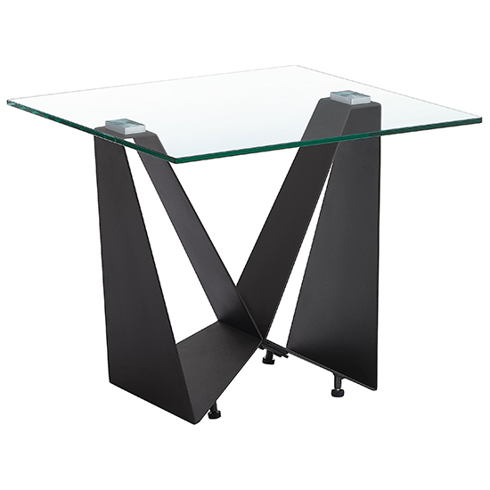 Moira Clear Glass Side Table With Dark Grey Steel Base_2