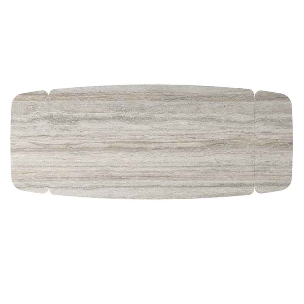 Molaro Ceramic Top Extending Dining Table in Travertine and Walnut
