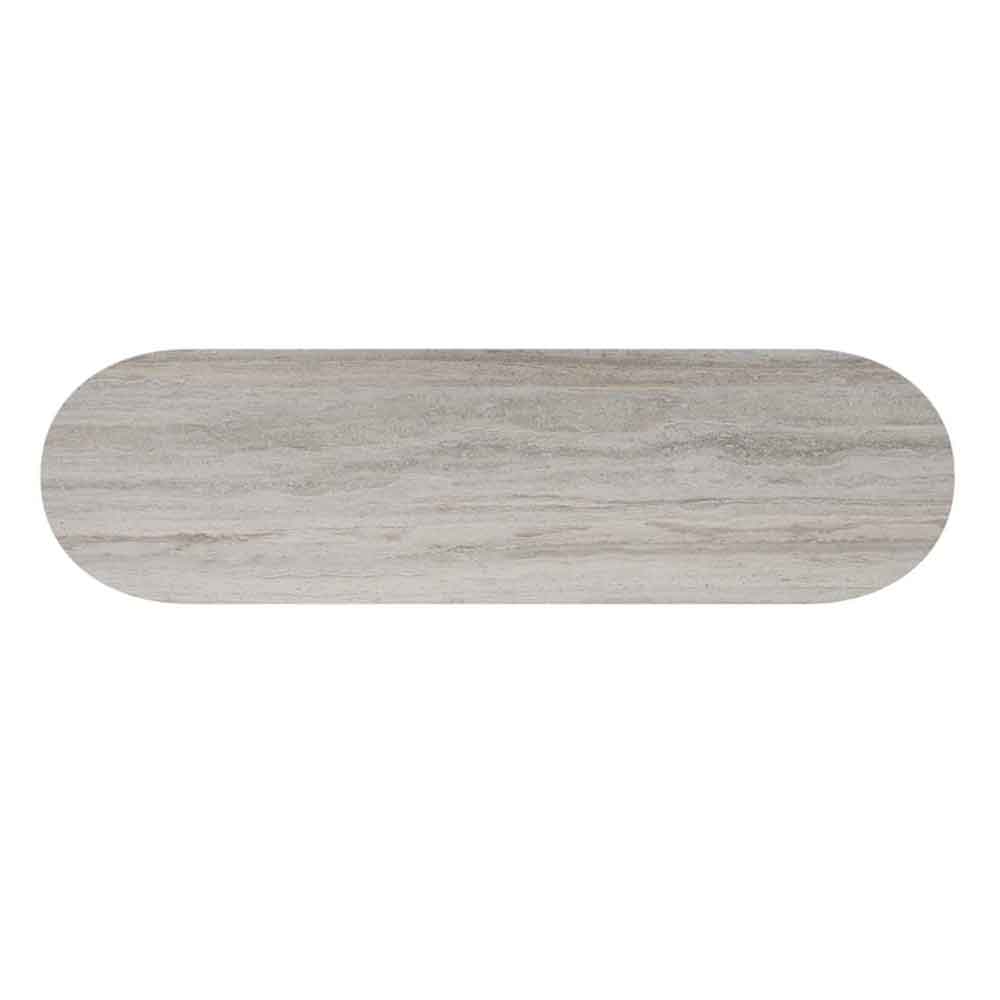 Molaro Ceramic Top Sideboard with 3 Doors in Travertine Marble Effect and Walnut