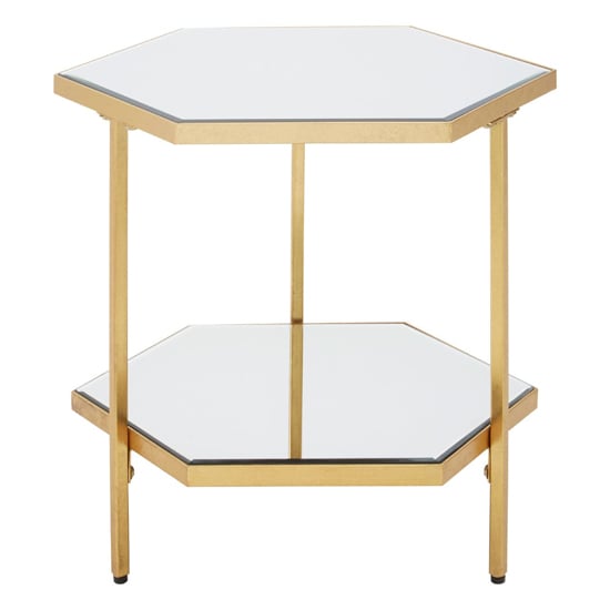 Moldovan Hexagonal Mirrored Glass Side Table With Gold Frame_2
