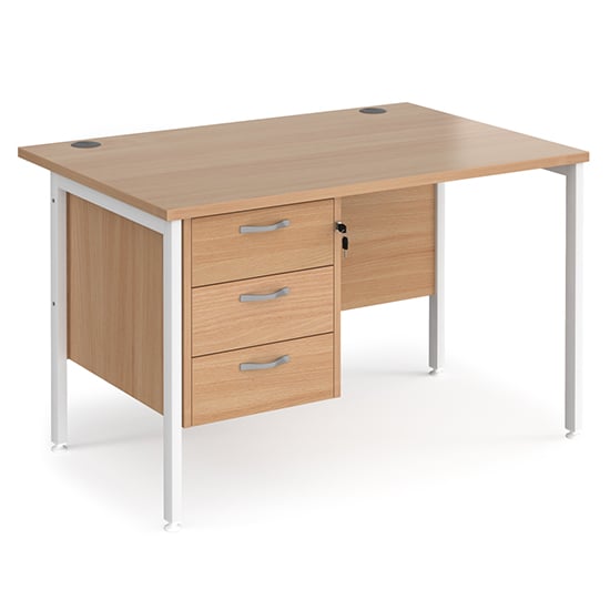 Moline 1200mm Computer Desk In Beech White With 3 Drawers