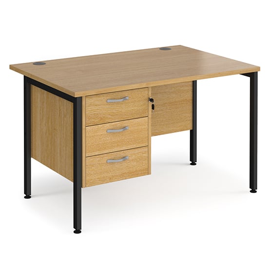 Product photograph of Moline 1200mm Computer Desk In Oak Black With 3 Drawers from Furniture in Fashion