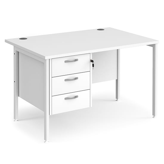 Photo of Moline 1200mm computer desk in white with 3 drawers