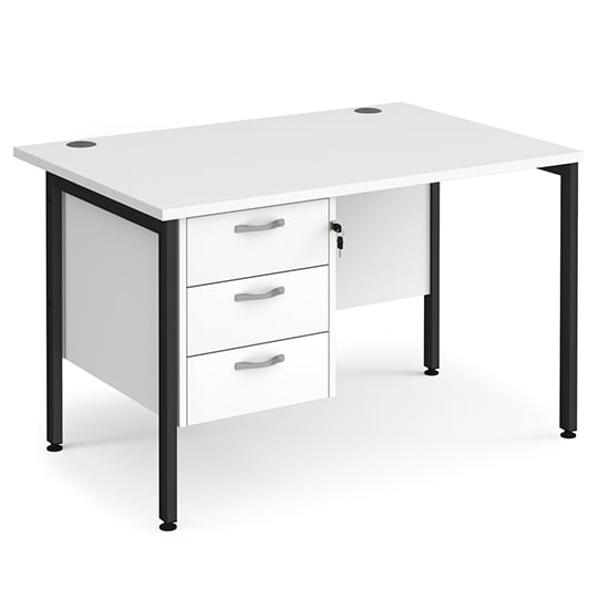 Moline 1200mm Computer Desk In White Black With 3 Drawers
