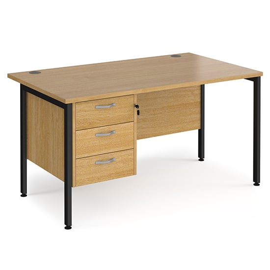 Product photograph of Moline 1400mm Computer Desk In Oak Black With 3 Drawers from Furniture in Fashion