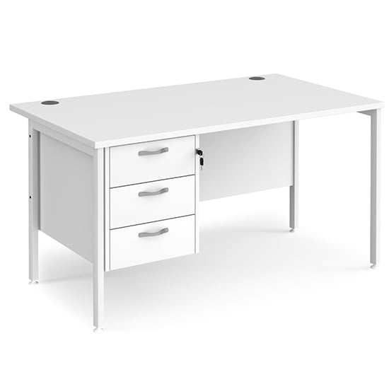 Moline 1400mm Computer Desk In White With 3 Drawers