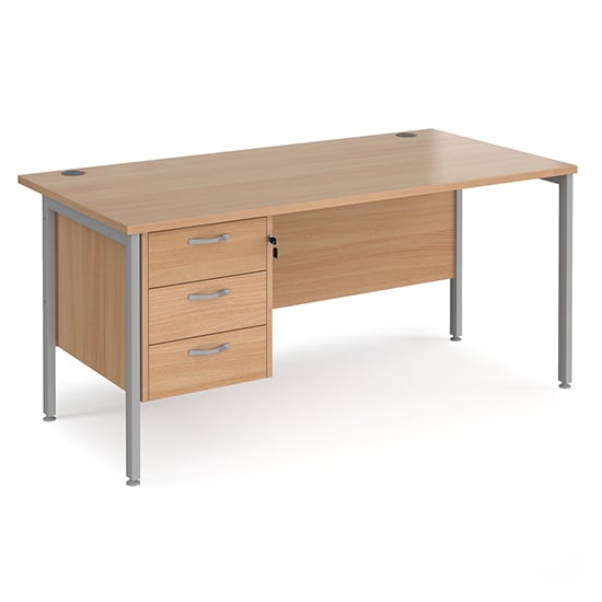Photo of Moline 1600mm computer desk in beech silver with 3 drawers