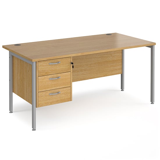 Product photograph of Moline 1600mm Computer Desk In Oak Silver With 3 Drawers from Furniture in Fashion