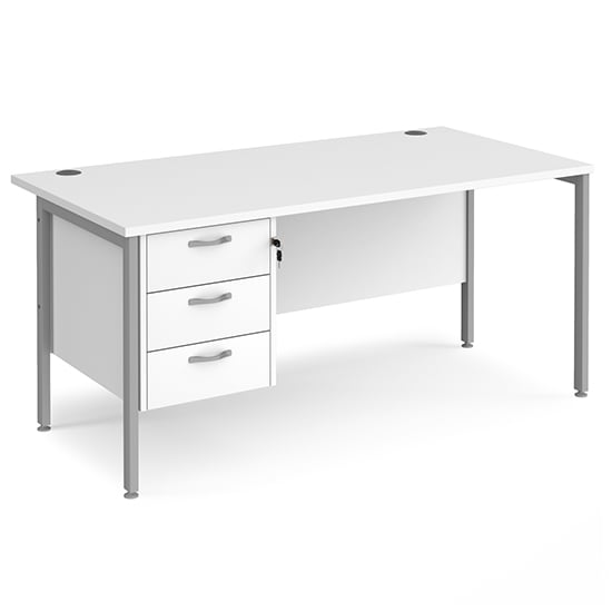 Product photograph of Moline 1600mm Computer Desk In White Silver With 3 Drawers from Furniture in Fashion