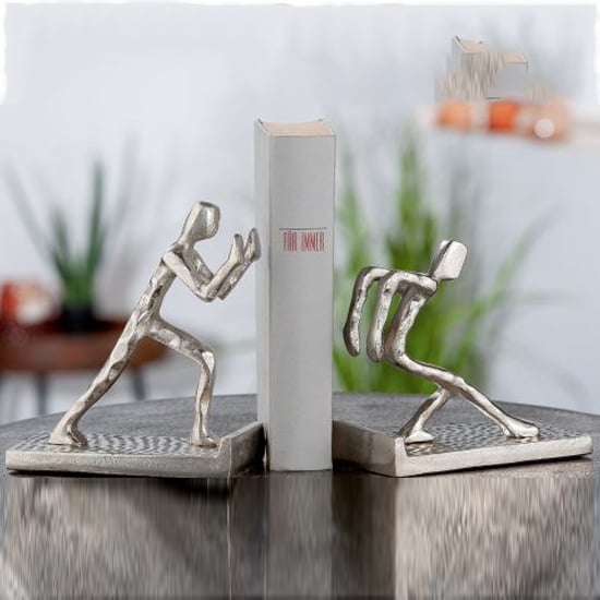 Product photograph of Moline Aluminium Bookend Hold Sculpture In Silver from Furniture in Fashion