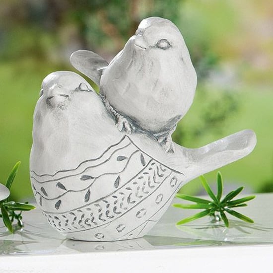 Moline Ceramics Bird With Baby Modelo Sculpture In Grey