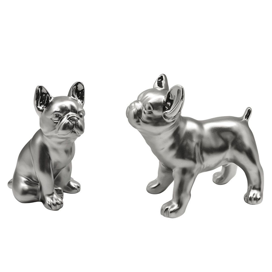 Moline Ceramics Bulldog Cantus Sculpture In Silver