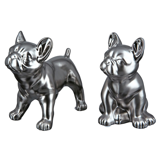 Moline Ceramics Bulldog Cantus Sculpture In Silver