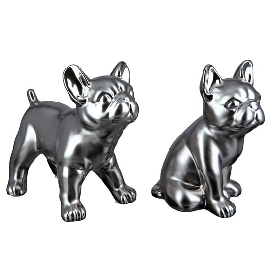 Product photograph of Moline Ceramics Bulldog Cantus Sculpture In Silver from Furniture in Fashion