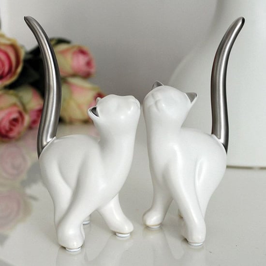 Product photograph of Moline Ceramics Cat Gardo Sculpture In White And Silver from Furniture in Fashion