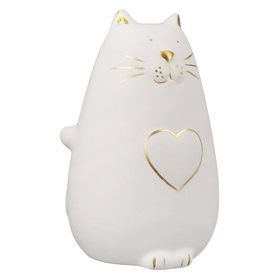 Moline Ceramics Cat Kitty With Heart Sculpture In White