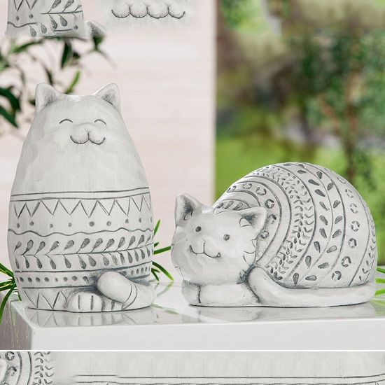 Product photograph of Moline Ceramics Cat Modelo Sculpture Large In Grey from Furniture in Fashion