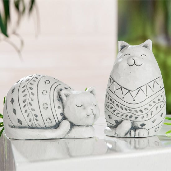 Product photograph of Moline Ceramics Cat Modelo Sculpture Small In Grey from Furniture in Fashion