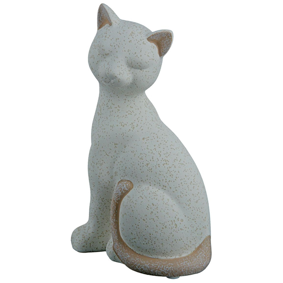 Moline Ceramics Cat Olbia Sculpture In Brown And Cream