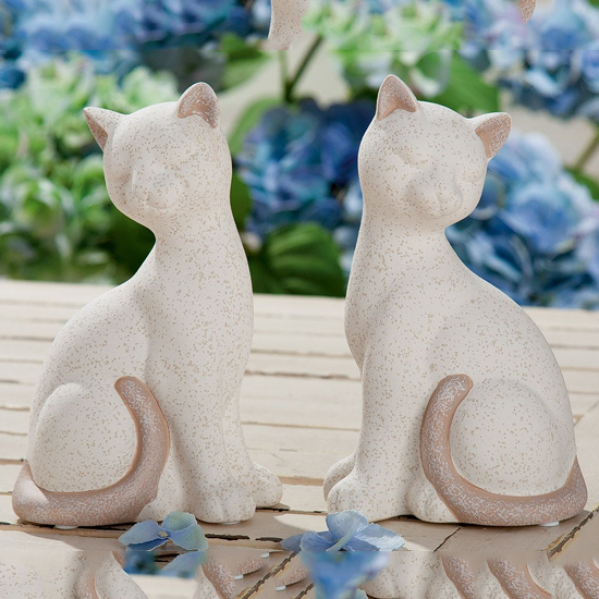 Product photograph of Moline Ceramics Cat Olbia Sculpture In Brown And Cream from Furniture in Fashion