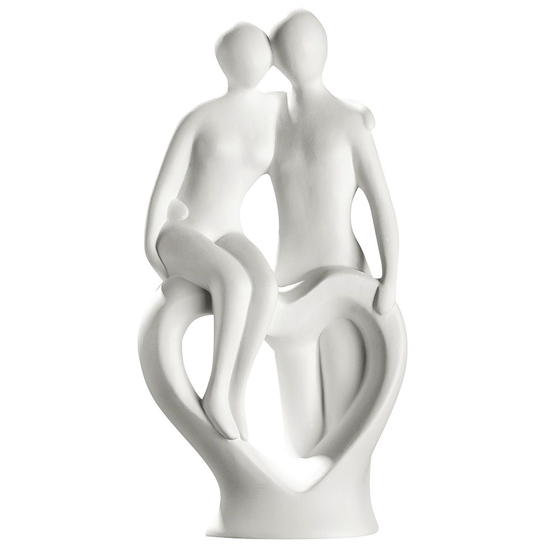 Moline Ceramics Couple Cordial Backing Sculpture In White