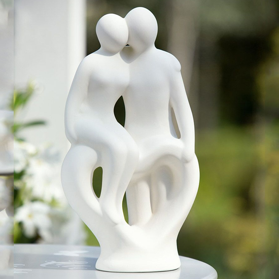 Moline Ceramics Couple Cordial Backing Sculpture In White