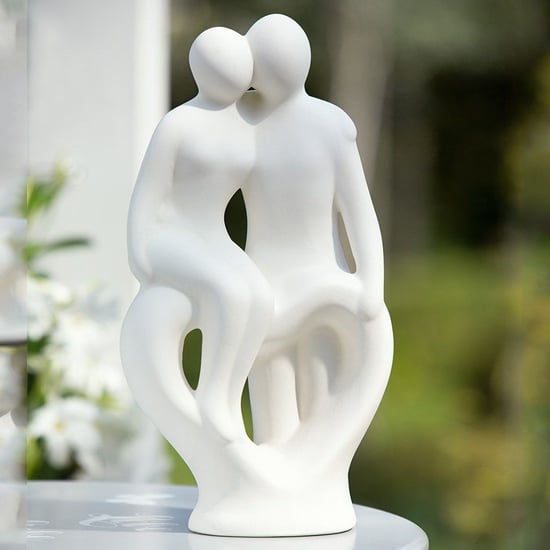 Read more about Moline ceramics couple cordial backing sculpture in white