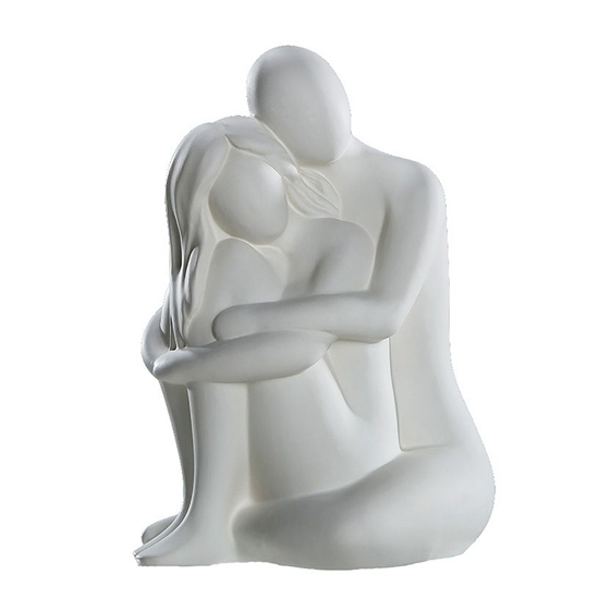 Moline Ceramics Couple Cuddling Cream Sculpture In White